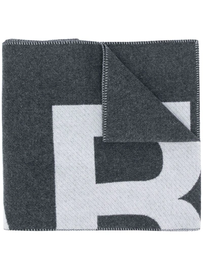 Shop Isabel Marant Oversized Logo Scarf In Grey