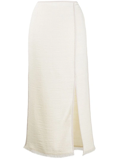 Shop Nanushka Side Slit Skirt In White