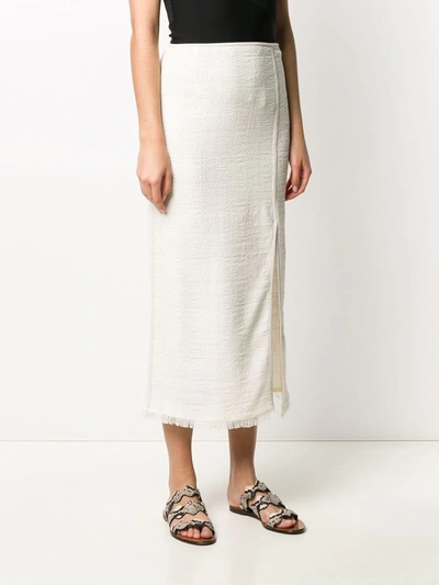 Shop Nanushka Side Slit Skirt In White