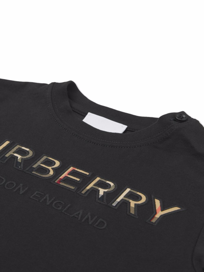 Shop Burberry Logo-embroidered T-shirt In Black