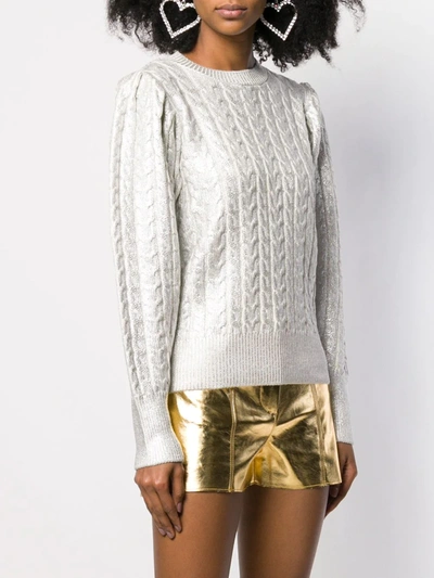 Shop Msgm Metallic-threading Knitted Jumper In White