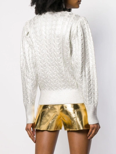 Shop Msgm Metallic-threading Knitted Jumper In White