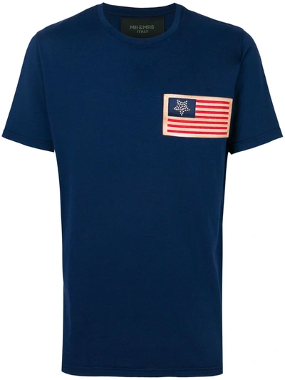 Shop Mr & Mrs Italy Flag Patch T-shirt In Blue