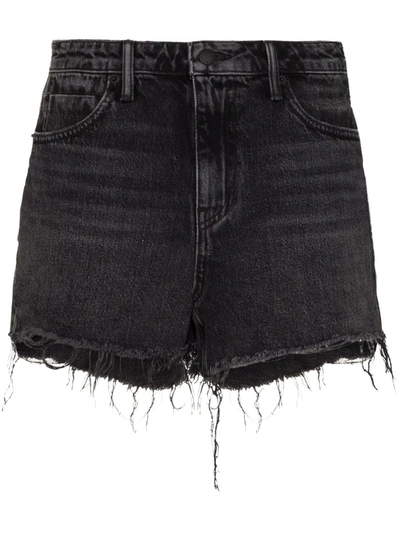 Shop Alexander Wang Raw-hem Denim Shorts In Black