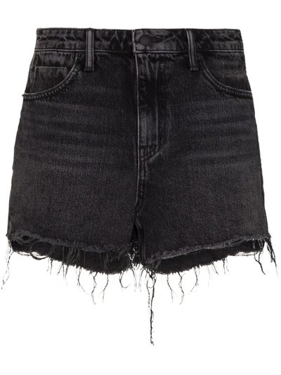 Alexander Wang Bite Distressed Denim Shorts In Black