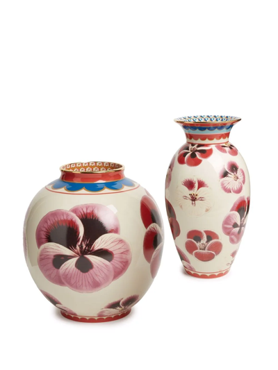 Shop La Doublej Bubble Pansy-print Porcelain Vase In Neutrals