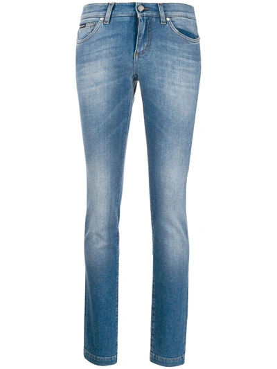 Shop Dolce & Gabbana Faded Effect Skinny Jeans In Blue