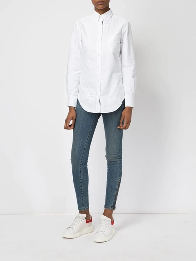 Shop Thom Browne Button-down Cotton Shirt In White