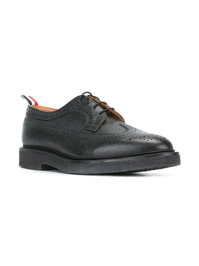 Shop Thom Browne Longwing Leather Brogues In Black