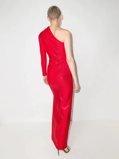 Shop Solace London Monroe One-shoulder Maxi Dress In Red