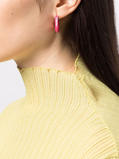 Shop Bottega Veneta Triangle Hoop Earrings In Pink