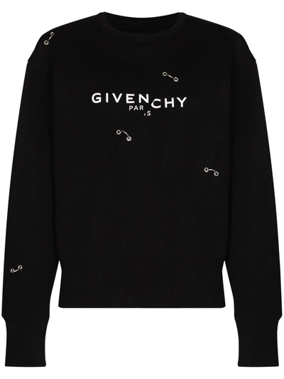 Shop Givenchy Ring-embellished Logo Print Sweatshirt In Black