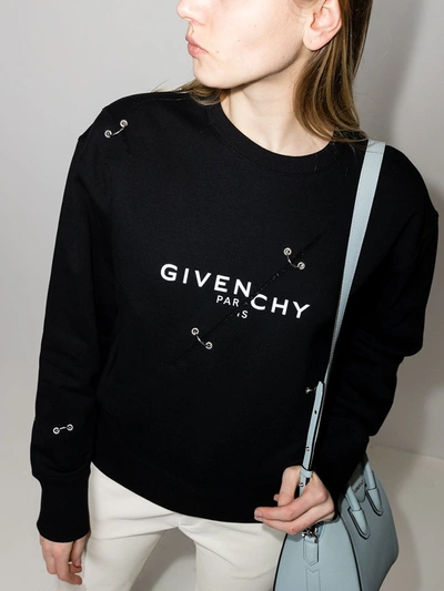Givenchy Ring-embellished Logo Print Sweatshirt In Black | ModeSens