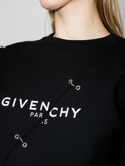 Shop Givenchy Ring-embellished Logo Print Sweatshirt In Black