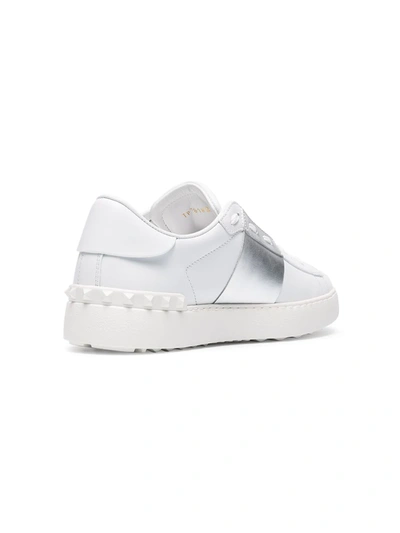 Shop Valentino Open Metallic Sneakers In White