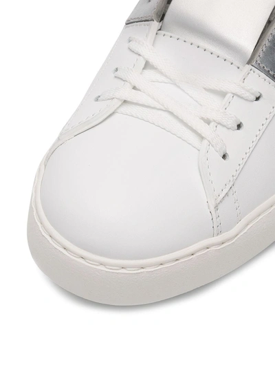 Shop Valentino Open Metallic Sneakers In White