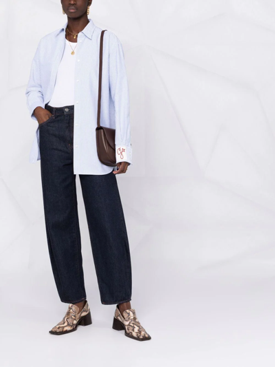 Golden Goose Women Striped Cotton Shirt In Blue