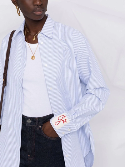 Golden Goose Women Striped Cotton Shirt In Blue