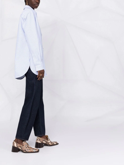Golden Goose Women Striped Cotton Shirt In Blue
