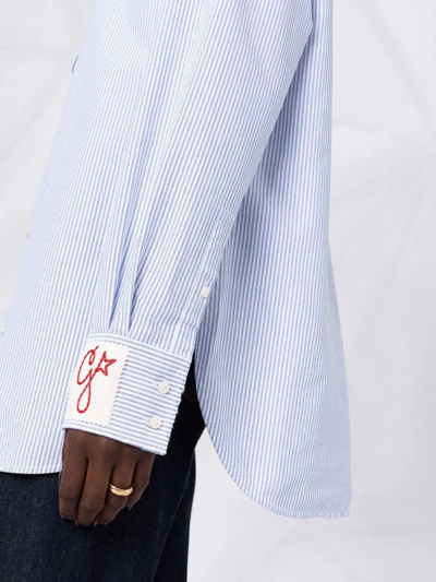 Golden Goose Women Striped Cotton Shirt In Blue