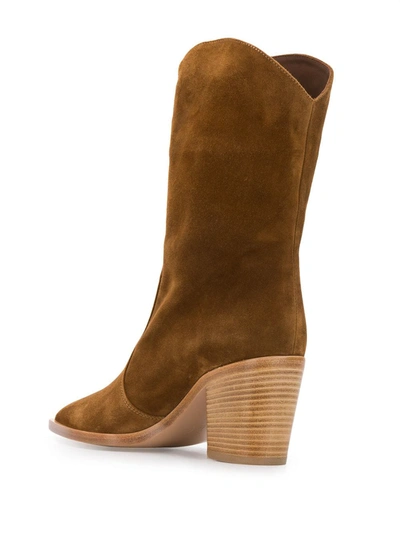 Shop Gianvito Rossi Wooden Heel Cowboy Boots In Brown