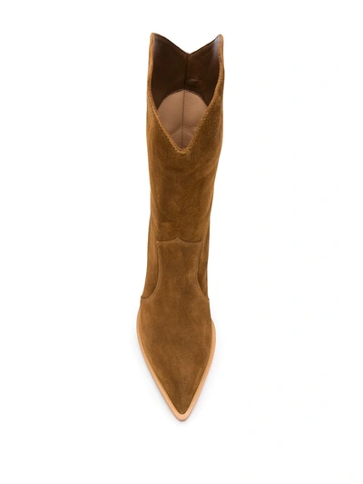 Gianvito Rossi Wooden Heel Cowboy Boots In Brown