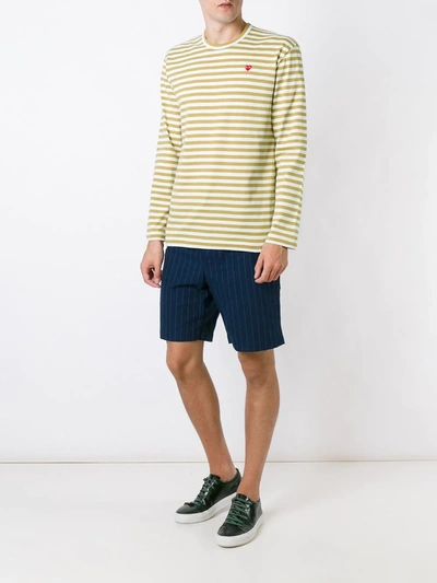 Comme Des Garçons Play Mini Heart Striped T-shirt In Neutrals