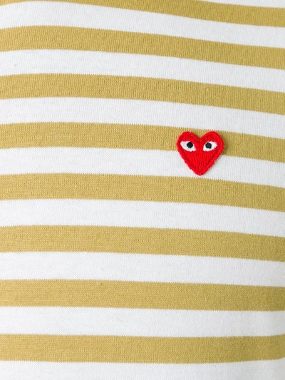 Comme Des Garçons Play Mini Heart Striped T-shirt In Neutrals