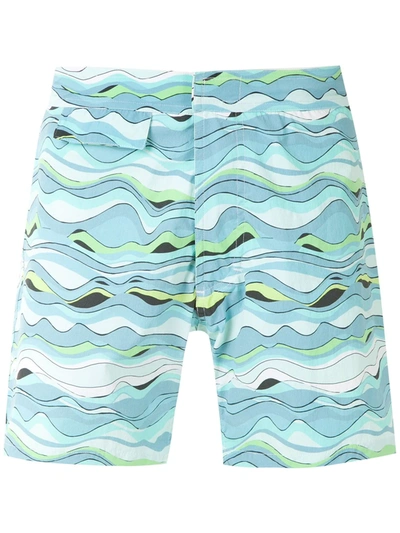 Shop Amir Slama Printed Swim Short In Blue