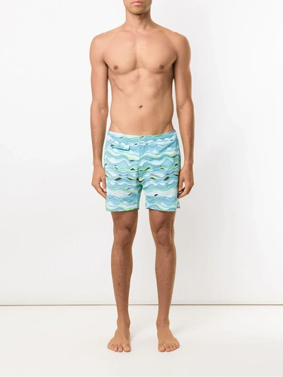 Shop Amir Slama Printed Swim Short In Blue