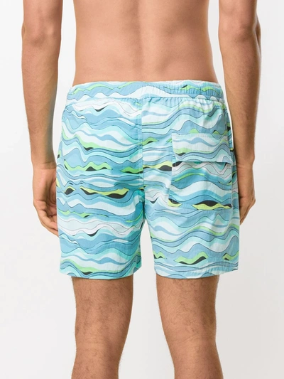 Shop Amir Slama Printed Swim Short In Blue