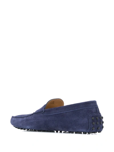 Shop Tod's City Gommino Driving Textured Loafers In Blue