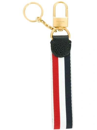 Shop Thom Browne Brass Twill-edged Keyring In Multicolour