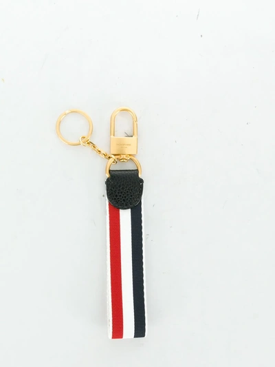 Shop Thom Browne Brass Twill-edged Keyring In Multicolour