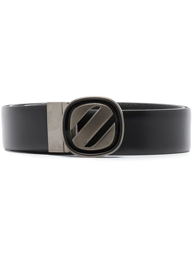 Shop Ermenegildo Zegna Logo-buckle Reversible Belt In Schwarz