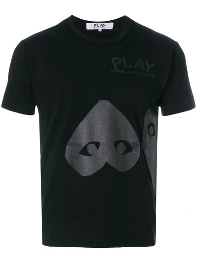 Shop Comme Des Garçons Play Heart Print T-shirt In Black