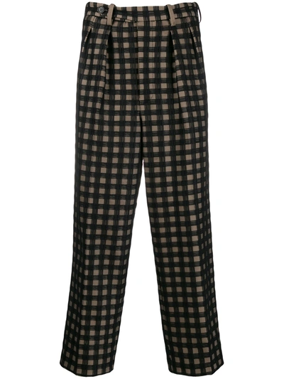 Shop Marco De Vincenzo Checked Wide Leg Trousers In Black