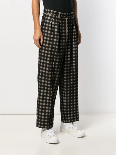 Shop Marco De Vincenzo Checked Wide Leg Trousers In Black