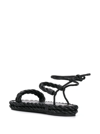 Shop Valentino The Rope Ankle-tie Sandals In Black