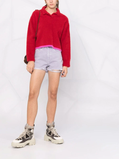 Shop Golden Goose Ripped-hem High-waisted Shorts In Purple