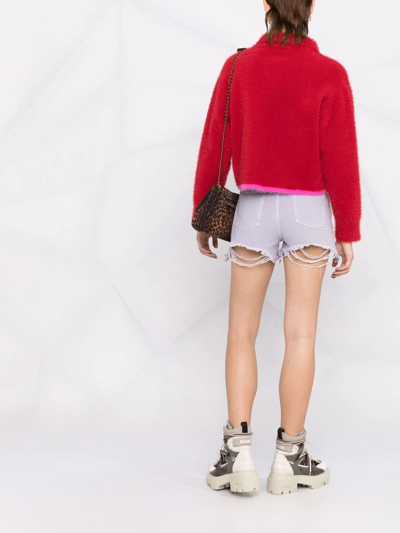 Shop Golden Goose Ripped-hem High-waisted Shorts In Purple