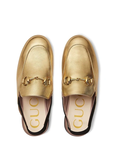 Shop Gucci Children's Princetown Leather Slipper In Metallic