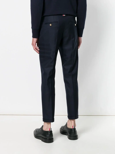 Shop Thom Browne 4-bar Skinny-fit Trousers In Blue