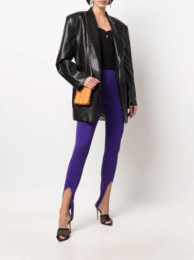 Shop Attico High-waisted Stirrup Leggings In Purple