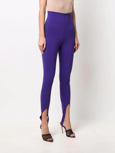 Attico High-waisted Stirrup Leggings In Purple
