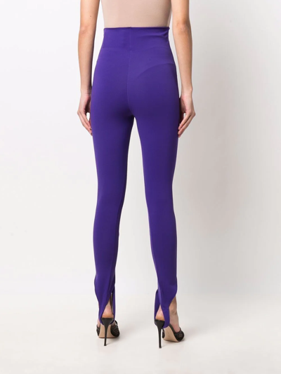 Shop Attico High-waisted Stirrup Leggings In Purple