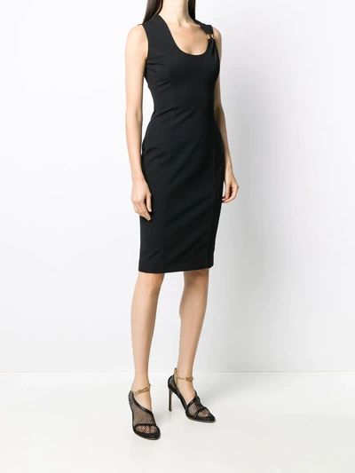 Shop Versace Gathered Strap Fitted Dress In Black