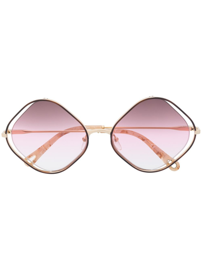 Shop Chloé Square Frame Sunglasses In Brown