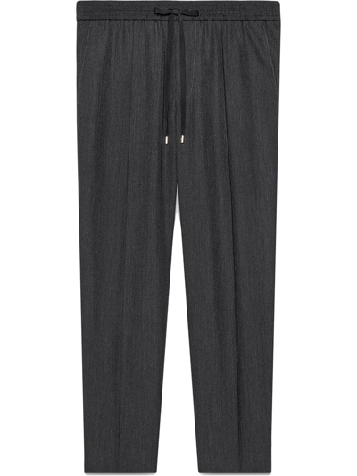 Shop Gucci Tailored Wool Jogging Pant In Grey