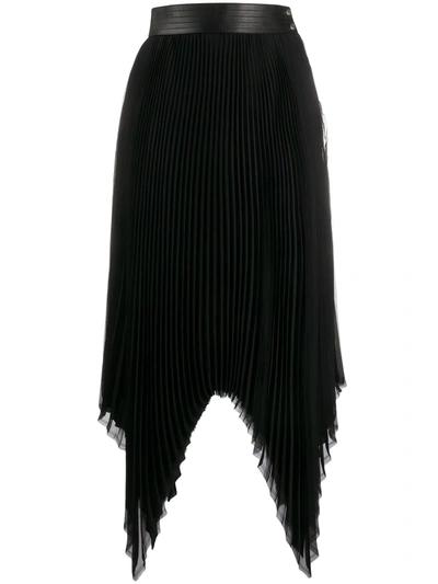 Shop Loewe Pleated Asymmetric Skirt In Black